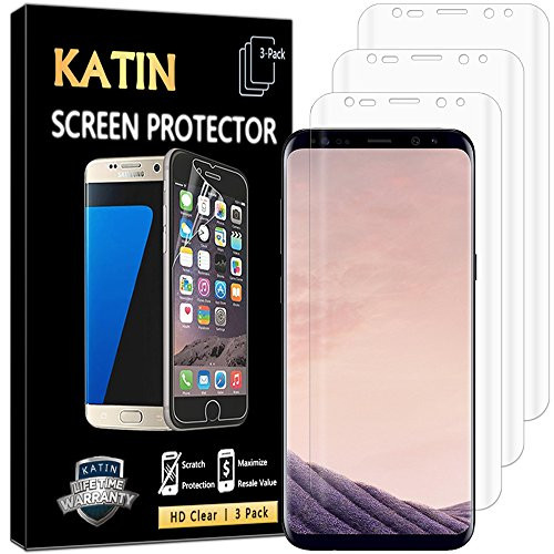 KATIN Galaxy S8 Plus Screen Protector - [3-Pack] Full Coverage Screen Protector for Samsung Galaxy S8 Plus (Case Friendly) HD Clear Anti-Bubble Film with Lifetime Replacement Warranty