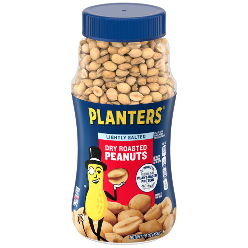 PLANTERS Lightly Salted Dry Roasted Peanuts, 16 oz. Resealable Jar - Peanut Snack - Great Movie Snack, Active Lifestyle Snack and Party Size Snack - Kosher Peanuts (Pack of 12) PLANTERS Lightly Salted Dry Roasted Peanuts, 16 oz. Resealable Jar - Peanut Snack - Great Movie Snack, Active Lifestyle Snack and Party Size Snack - Kosher Peanuts (Pack of 12)