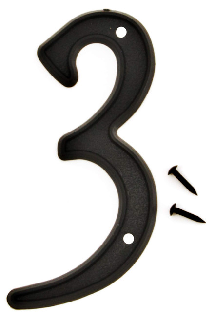 Hy-Ko Products PN-29/3 Plastic House Number 3 (THREE) 4" High Black