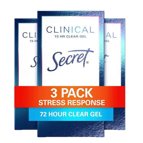Secret Clinical Strength Clear Gel Antiperspirant and Deodorant, Stress Response, 1.6 oz (Pack of 3) Secret Clinical Strength Clear Gel Antiperspirant and Deodorant, Stress Response, 1.6 oz (Pack of 3)