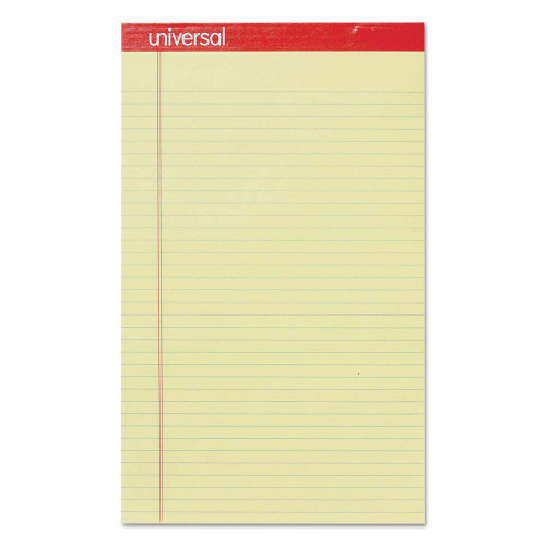 Universal 40000 Perforated Edge Writing Pad, Legal/Margin Rule, Legal, Canary, 50 Sheet (Pack of 12)