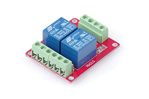 DC 24V 2-Channel 10A Relay Control Module Low Level Trigger with Red and Blue Indicators for Arduino