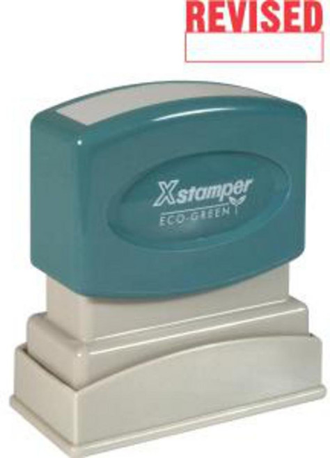 Xstamper One-Color Title Message Stamp, Revised, Pre-Inked/Re-Inkable, Red (1219)