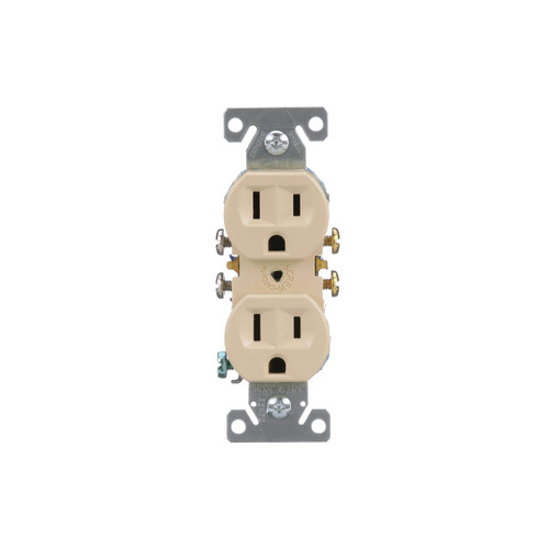 EATON Wiring 270V Grounded Straight Blade Duplex Receptacle, 125 V, 15 A, 2 Pole, 3 Wire, Clear