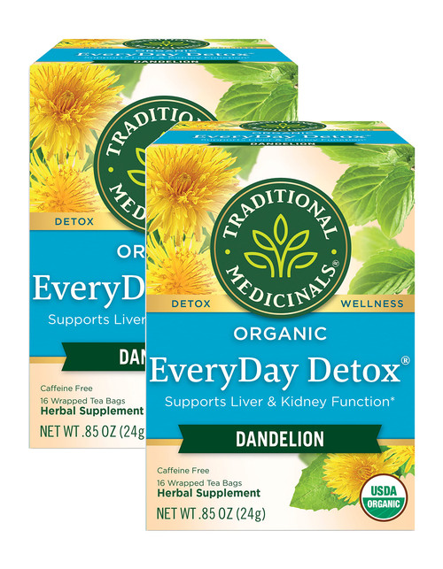 Traditional Medicinals Organic EveryDay Detox Dandelion Herbal Tea, Supports Liver & Kidney Function, (Pack of 2) - 32 Tea Bags Total Traditional Medicinals Organic EveryDay Detox Dandelion Herbal Tea, Supports Liver & Kidney Function, (Pack of 2) - 32 Tea Bags Total