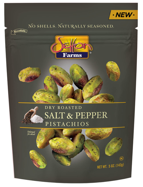 Setton Farms Naturally Seasoned Pistachio Kernels, Salt and Pepper, No Shell Pistachios, Certified Non-GMO, Gluten Free, Vegan and Kosher, 5 oz Resealable Pouch