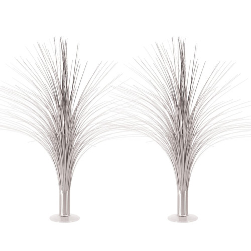 Beistle 2 Piece Plastic Metallic Silver Spray Centerpieces For Happy New Year Decorations, Awards Night Tableware, Birthday Party Supplies, 19"