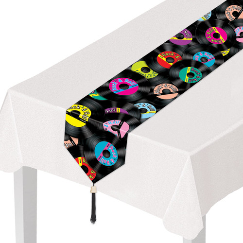 Printed Rock & Roll Table Runner Party Accessory (1 count) (1/Pkg)