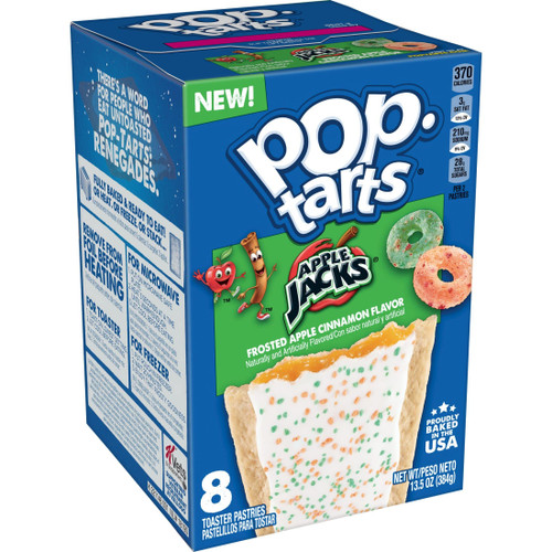 Kellogg's Pop-Tarts Apple Jacks Toaster Pastries, Breakfast Foods, Kids Snacks, Frosted Apple Cinnamon Flavor, 13.5oz Box (8 Pop-Tarts)