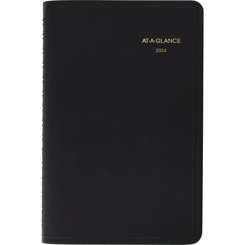 AT-A-GLANCE 2024 Daily Planner, Hourly Appointment Book, 5" x 8", Small, 24-Hour, Black (702030524)