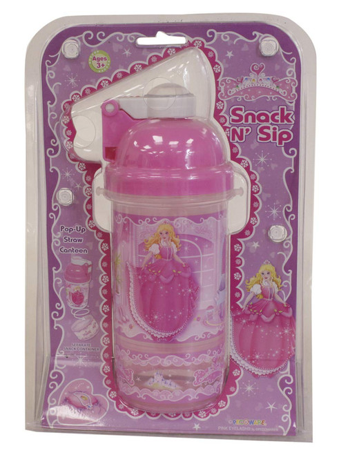 Princess Kids Pink Snack N Sip Pop-Up Straw Canteen Bottle Princess Kids Pink Snack N Sip Pop-Up Straw Canteen Bottle