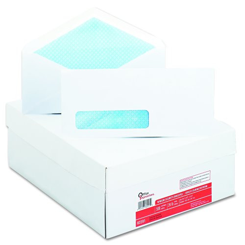Office Impressions #10 Trade Size Security Tint Envelope, Commercial Flap, Gummed Closure, 4.13 X 9.5, White, 500/box