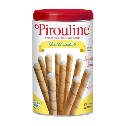 Pirouline Creme Filled Wafers Cookies - Meyer Lemon Flavored - 14.1 ounce (400 gram) Can