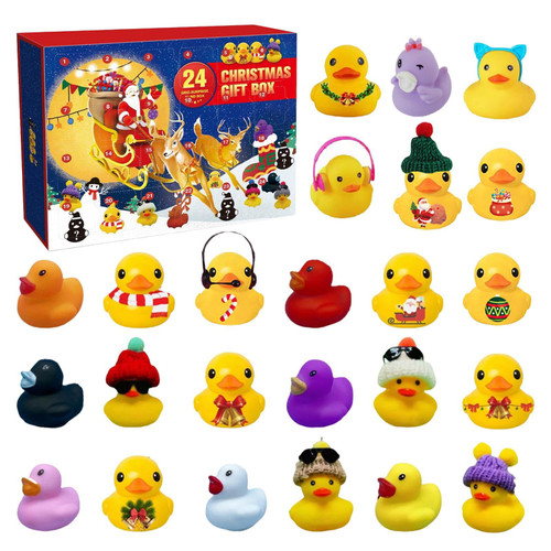 Rubber Duck Advent Calendar 2023,Mini Christmas Rubber Ducks Advent Calendar,Advent Calendar 2023 Kids,For Boys,Girls,Kids,Christmas Party Favor Gifts(24 Ducks)