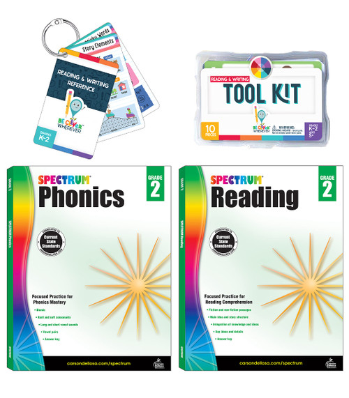 Carson Dellosa 29pc 2nd Grade Reading Bundle, Grade 2 Phonics and Grade 2 Reading Comprehension Workbooks and 2nd Grade Reading Manipulatives, Literacy Centers for 2nd Graders