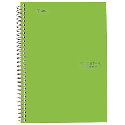 Five Star Spiral Notebook, 2 Subject, College Ruled Paper, 100 sheets, 9-1/2" x 6", Lime (72134)