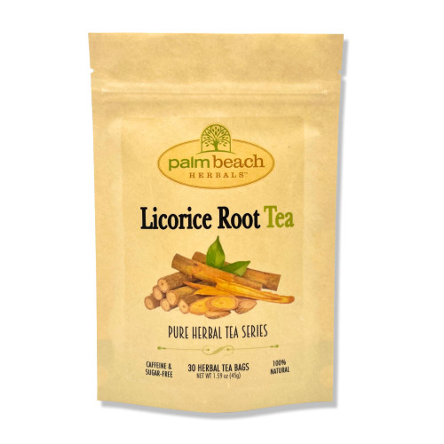 Licorice Root Tea by Palm Beach Herbals, 30 Count Tea Bags, Caffeine-Free | Pure Herbal Tea Series
