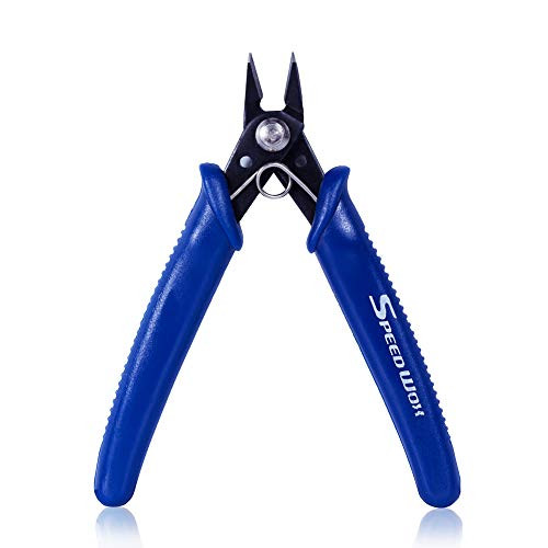 SPEEDWOX 5 Inch Flush Cut Wire Cutters Small Flush Cutter Pliers Diagonal Side Cutting Plier Mini Electronic Scissors Micro Shear French Spring Precision Fine Pliers Jewelry Making Tool
