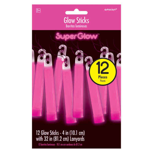 Amscan Super Glow Stick Necklaces - 4', Pink, 12 Pcs