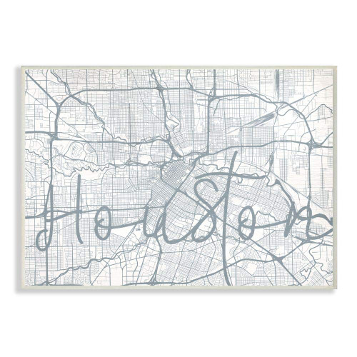 Stupell Industries Houston Modern City Map Grey Word Design Wall Plaque Art by Daphne Polselli, 10 x 0.5 x 15, Multi-Color