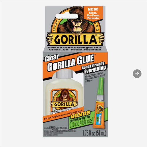 Gorilla Glue 1.75oz Clear + Bonus Super Glue Gel Tube 0.11oz Clear