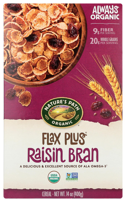 Natures Path, Cereal Flax Plus Raisin Bran Organic, 14 Ounce
