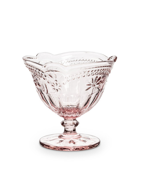 Abbott Collection 27-Desiree/Dessert Flower Pedestal Dish-Pink-4" H, 4 inches H, Standing Cow