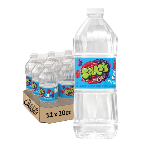 Splash Blast, Wild Berry Flavored Water, Zero Sugar, with Electrolytes, 20 Fl Oz, 12 Pack