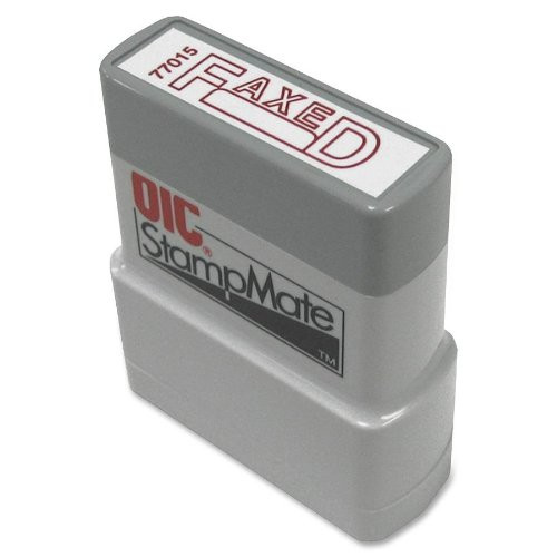 OfficemateOIC Office Pre-Inked Message Stamp,"Faxed with Date", Red, Refillable (77015)