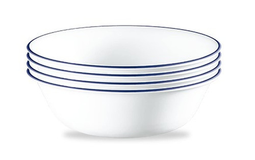 Corelle Vitrelle 4-Pieces 18-Oz Soup/Cereal Bowls, Chip & Crack Resistant Glass Dinnerware Set Bowls, Portofino