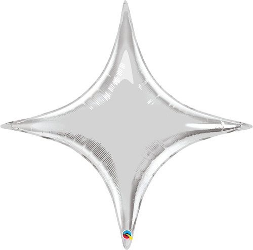 Qualatex 20" Starpoint-Silver (Air-Filled) Foil Balloon, Multicolor