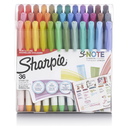 SHARPIE S-Note Creative Markers, Highlighters, Assorted Colors, Chisel Tip, 36 Count