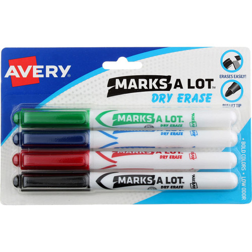 Marks-A-Lot Pen Style Dry Erase Markers, Bullet Tip (4 Pack) [Set of 2]