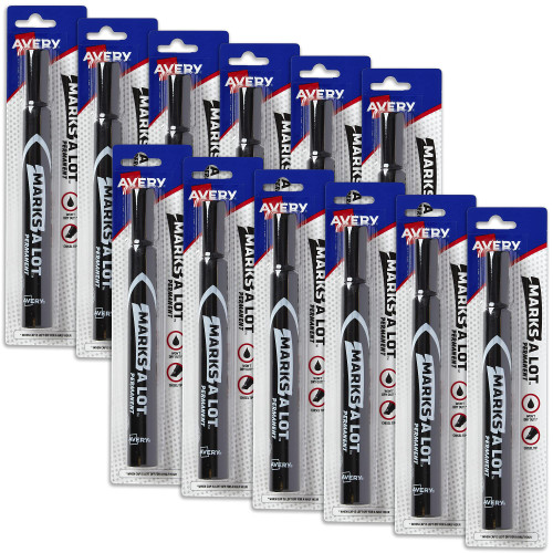 Avery Marks-A-Lot, Large Chisel Tip Black Permanent Marker, 1 per Pack, 12 Packs, 12 Total (18888)
