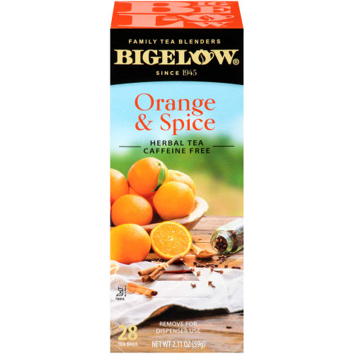 Bigelow Orange & Spice Herbal Tea 28-Count Box (Pack of 1) Caffeine-Free Soothing Herbal Tea Sweetly Citrus-y Tea with an Herbal Twist Bigelow Orange & Spice Herbal Tea 28-Count Box (Pack of 1) Caffeine-Free Soothing Herbal Tea Sweetly Citrus-y Tea with an Herbal Twist