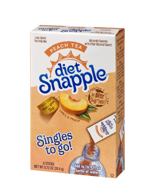 Diet Snapple Singles To Go Water Drink Mix - Peach Tea Flavored Powder Sticks - ORIGINAL FLAVOR,0.72 Ounce (Pack of 12)