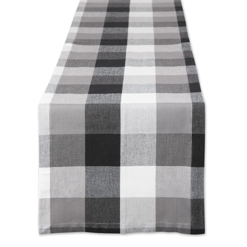 DII Tri-Color Check Collection 100% Cotton Tabletop, Table Runner, 14x108, Black