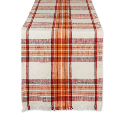 DII Thanksgiving & Fall Table Decoration Autumn Farmhouse Plaid, Table Runner, 14x72, Pumpkin Spice Orange