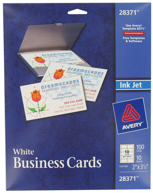 Avery 28371 White Ink Jet Printer Business Cards 100 Count