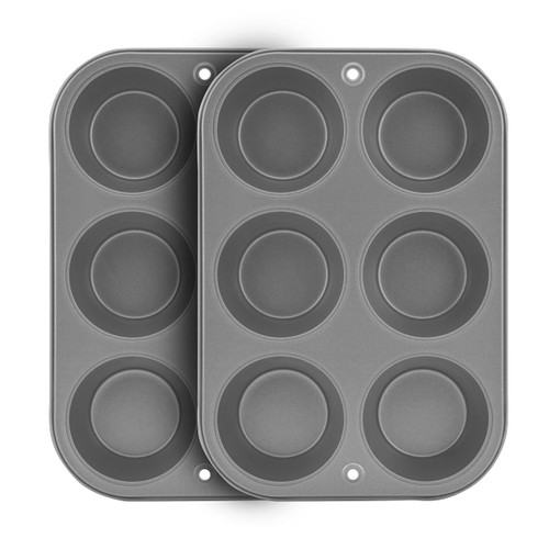 G & S Metal Products Company OvenStuff Set of Two Nonstick 6-cup Jumbo Muffin Pan, Gray, HG236-AZ