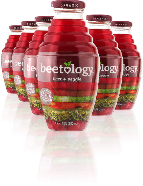 Beetology Organic Beet and Veggie Juice 8.45oz (6 Pack) | 100% Cold Pressed | Heart Healthy | Nutrient Packed Vegetable Juice | Vibrant Flavor