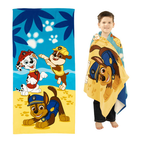 Franco Paw Patrol Kids Super Soft Lightweight 100% Recycled Bath/Pool/Beach Towel Made from Recycled Plastic Bottles, 58 in x 28 in, (Official Licensed Paw Patrol Product)