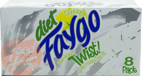 Diet Faygo Twist! lemon lime flavored soda pop. 8-pack 12-fl. oz. cans in box (1)