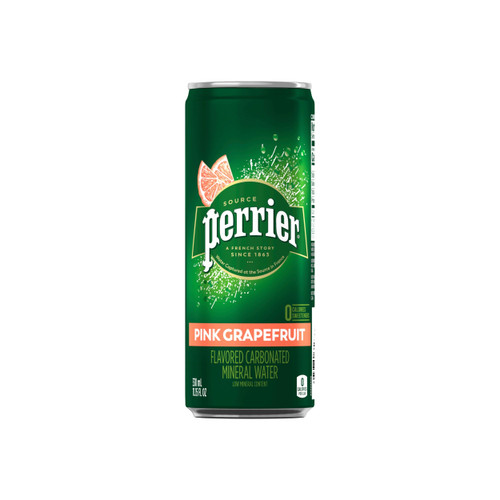Perrier Pink Grapefruit Flavored Sparkling Water, 11.15 FL OZ Sleek Cans (Pack of 8)