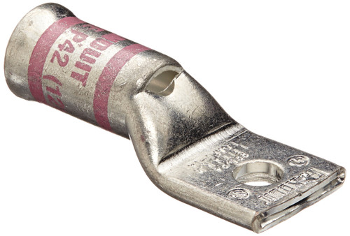 Panduit LCAF1-14-X Copper Compression Lug, 1 Hole, #1 AWG, Flared Barrel, 1/4-Inch Stud