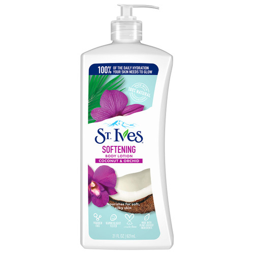 St. Ives Softening Hand & Body Lotion Moisturizer for Dry Skin Coconut & Orchid Made with 100% Natural Moisturizers 21 oz St. Ives Softening Hand & Body Lotion Moisturizer for Dry Skin Coconut & Orchid Made with 100% Natural Moisturizers 21 oz