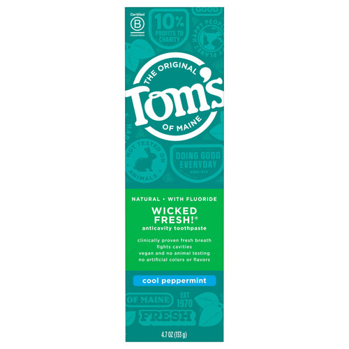 Tom's of Maine Natural Wicked Fresh! Fluoride Toothpaste, Cool Peppermint, 4.7 oz. (Packaging May Vary)
