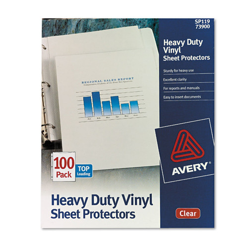 Avery 73900 Heavy-Duty Vinyl Sheet Protectors, Letter Size, Clear, 100/Box