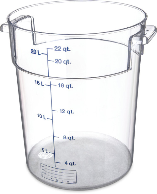 Carlisle FoodService Products CFS 1076907 StorPlus Polycarbonate Round Food Storage Container, 22 Quart, Clear