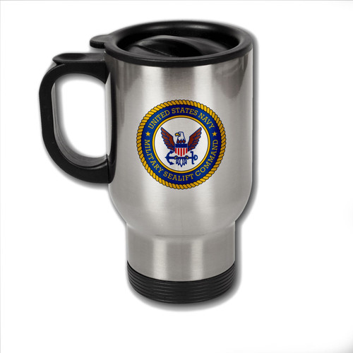 ExpressItBest Stainless Steel Coffee Mug with U.S. Military Sealift Command (MSC) emblem